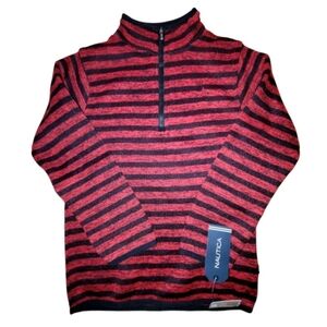 NWT. Nautica Kids Striped Pullover 1/2 Zip Jacket. Size 4